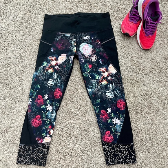 Athleta black rose leggings M - Picture 1 of 6
